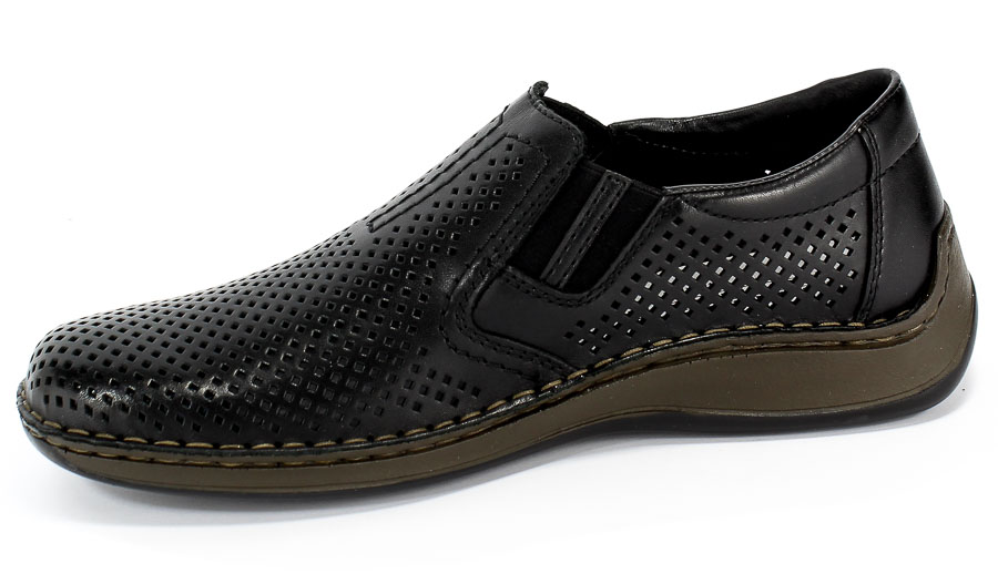 Półbuty Letnie Rieker 05297-00 Black Czarny Skóra
