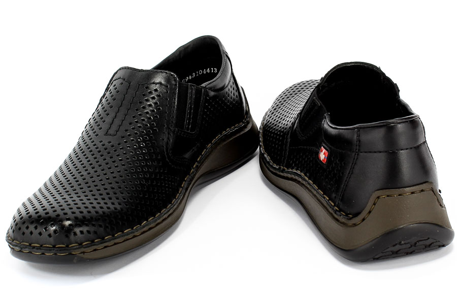 Półbuty Letnie Rieker 05297-00 Black Czarny Skóra