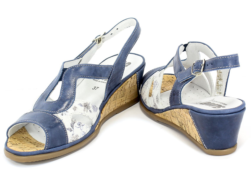 Sandały Suave 711033-5 Cobalt Niebieski Skóra