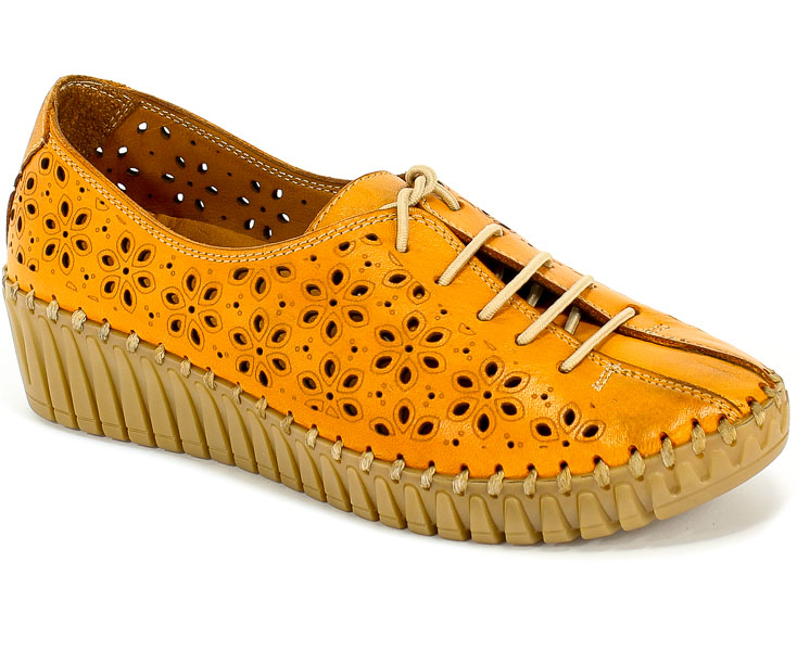 Półbuty Letnie Manitu 850424-62 Orange Pomarańczowy Skóra