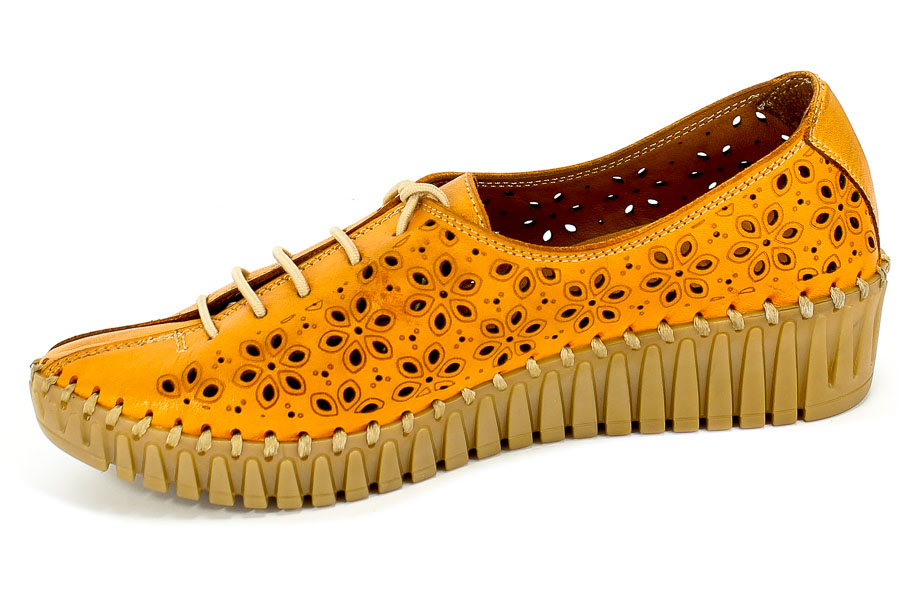 Półbuty Letnie Manitu 850424-62 Orange Pomarańczowy Skóra