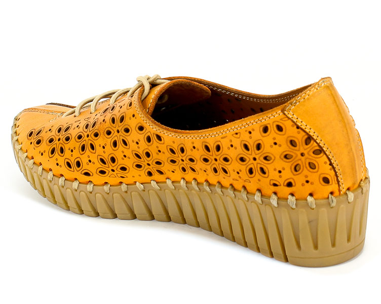 Półbuty Letnie Manitu 850424-62 Orange Pomarańczowy Skóra