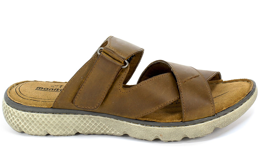 Klapki Manitu 600512-2 Braun Brązowy Skóra