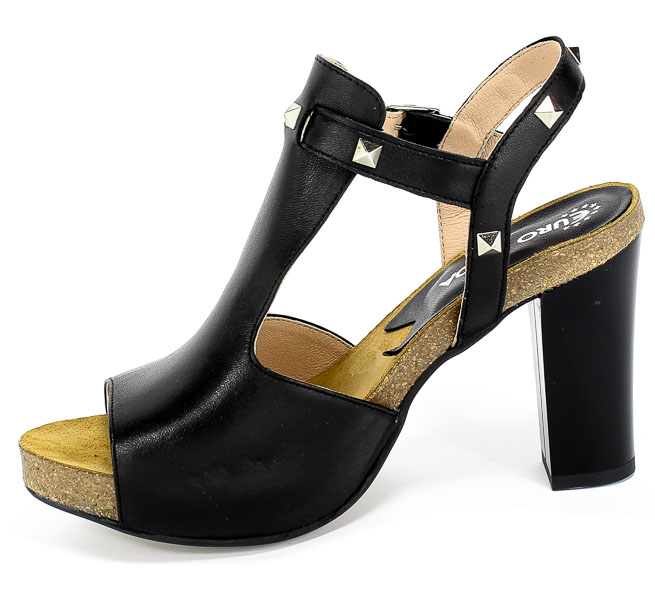 Sandały Euro Moda Lib 9280 8 Czarny Skóra