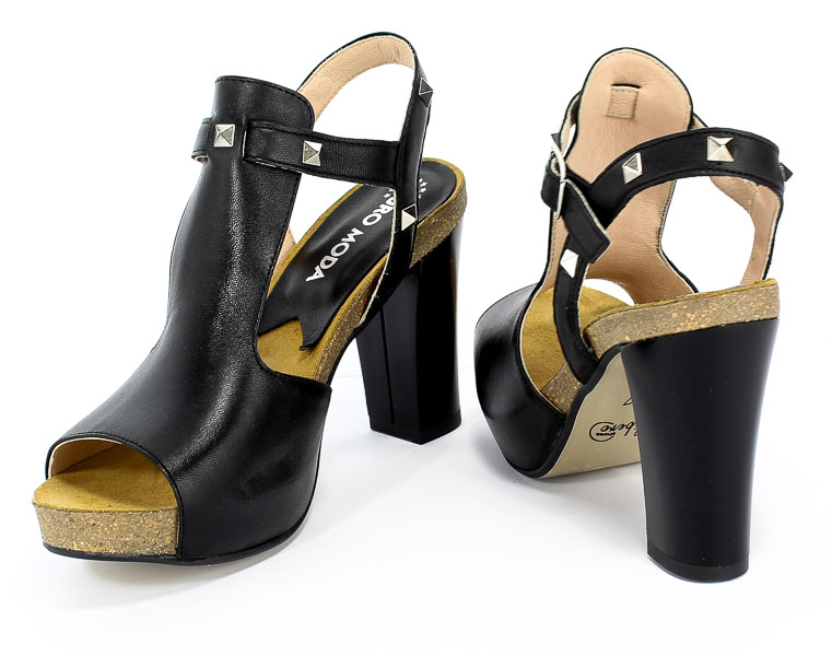 Sandały Euro Moda Lib 9280 8 Czarny Skóra