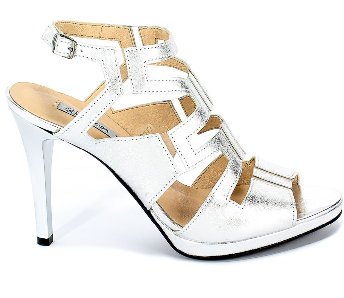 Sandały Euro Moda Lib 9310 112 Srebrny Skóra