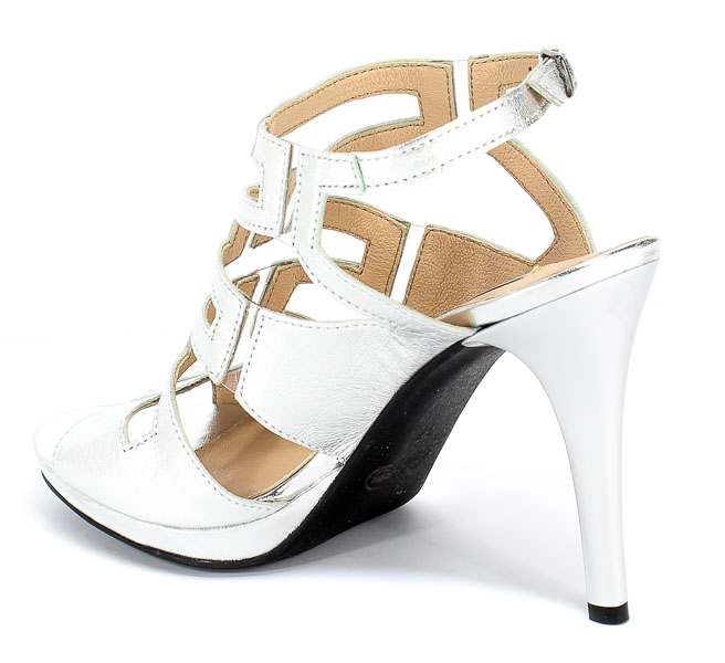 Sandały Euro Moda Lib 9310 112 Srebrny Skóra