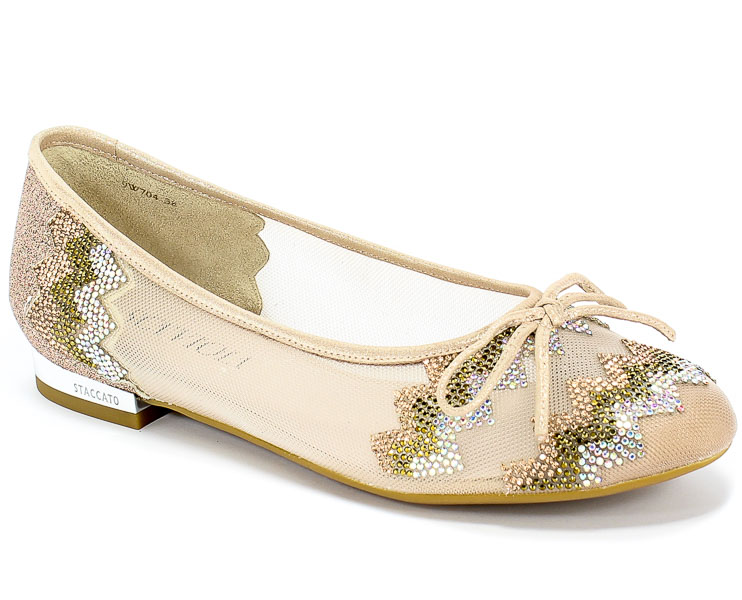 Baleriny Letnie Sca'viola B-175 Beige Beż