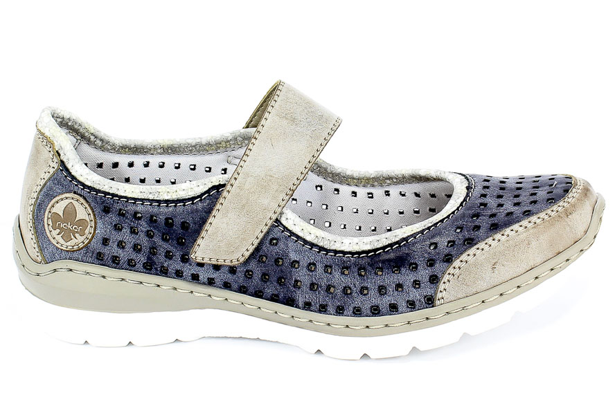Półbuty Letnie Rieker L32B5-42 Blue Combination Niebieski