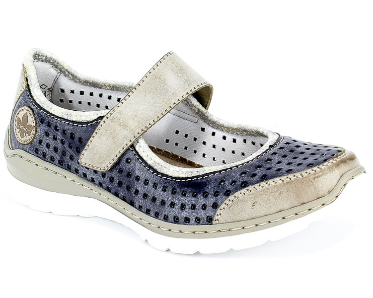 Półbuty Letnie Rieker L32B5-42 Blue Combination Niebieski