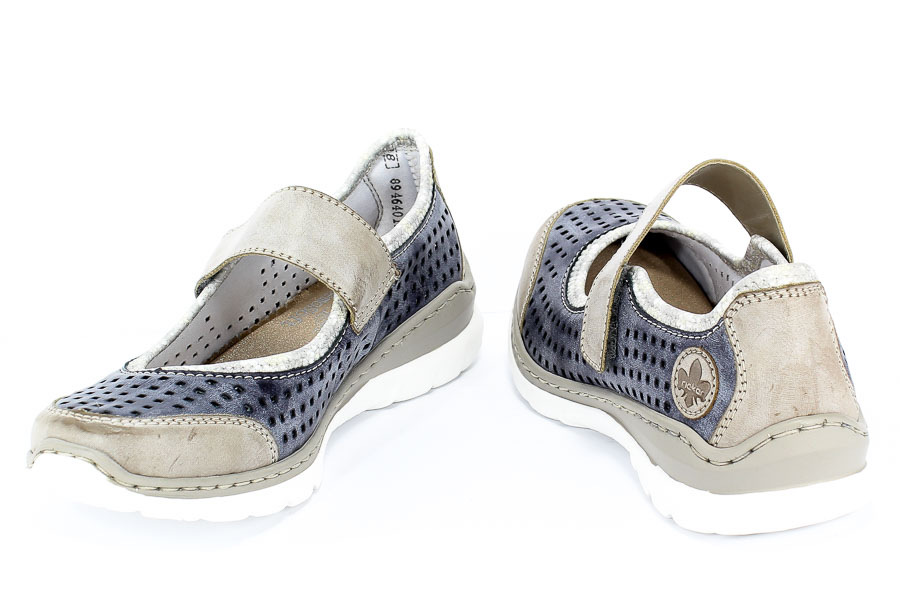 Półbuty Letnie Rieker L32B5-42 Blue Combination Niebieski