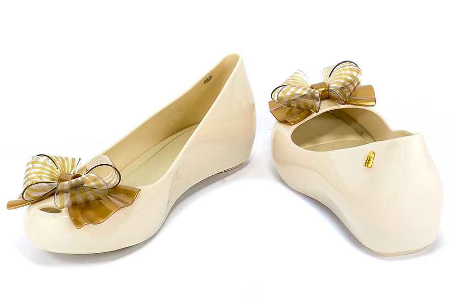 Baleriny Letnie Melissa 32716 50851 Beige/Gold Beż
