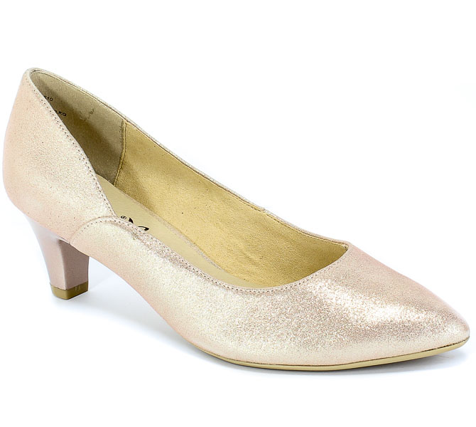Czółenka Caprice 9-22401-24 510 Rose Metallic Róż Skóra