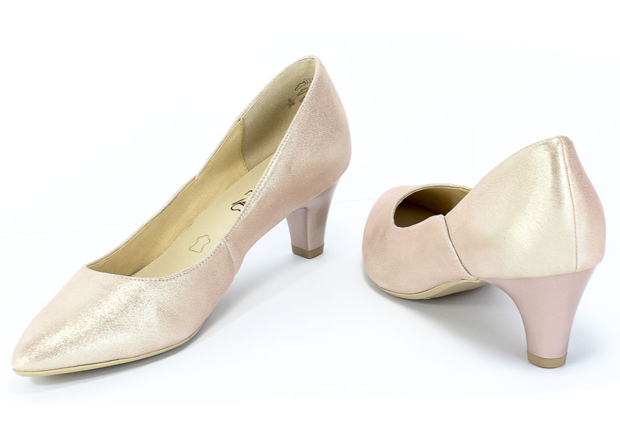 Czółenka Caprice 9-22401-24 510 Rose Metallic Róż Skóra