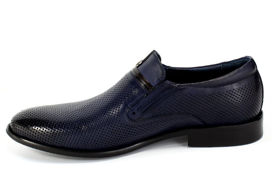 Półbuty Letnie Brooman John Doubare Q13-S13-B10 Blue Granatowy Skóra