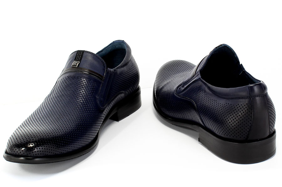 Półbuty Letnie Brooman John Doubare Q13-S13-B10 Blue Granatowy Skóra