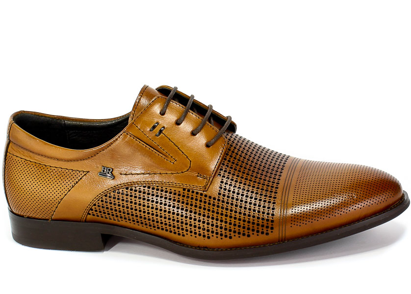 Półbuty Letnie Brooman John Doubare YGD-Z320-318-2 Tan Brąz Skóra