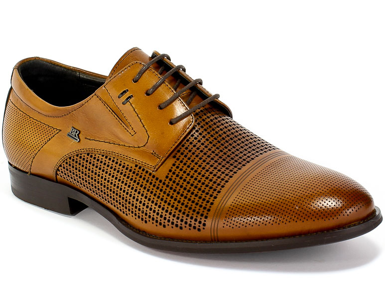 Półbuty Letnie Brooman John Doubare YGD-Z320-318-2 Tan Brąz Skóra