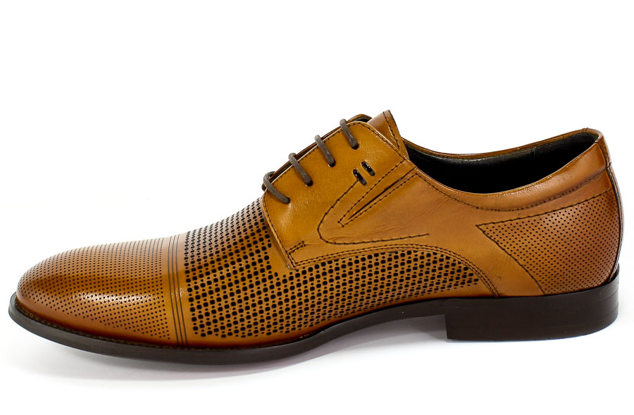 Półbuty Letnie Brooman John Doubare YGD-Z320-318-2 Tan Brąz Skóra