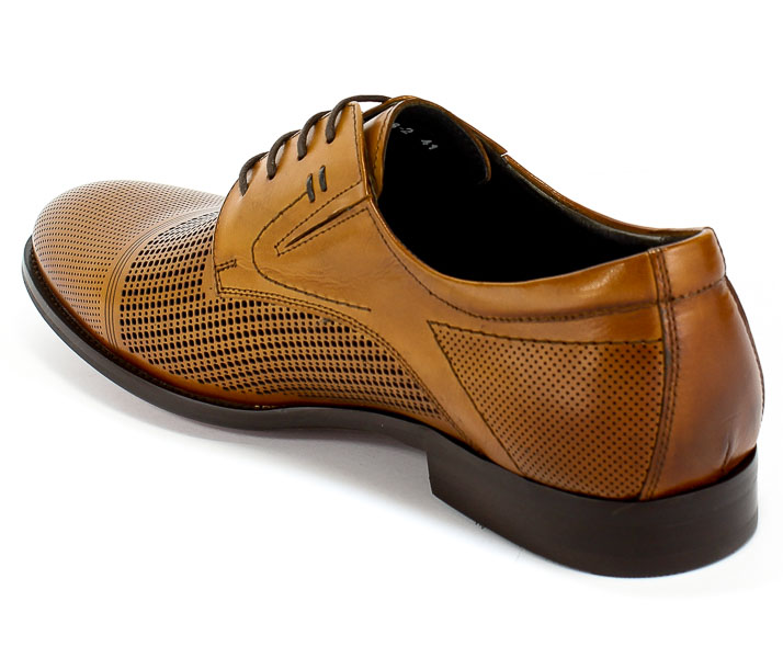 Półbuty Letnie Brooman John Doubare YGD-Z320-318-2 Tan Brąz Skóra