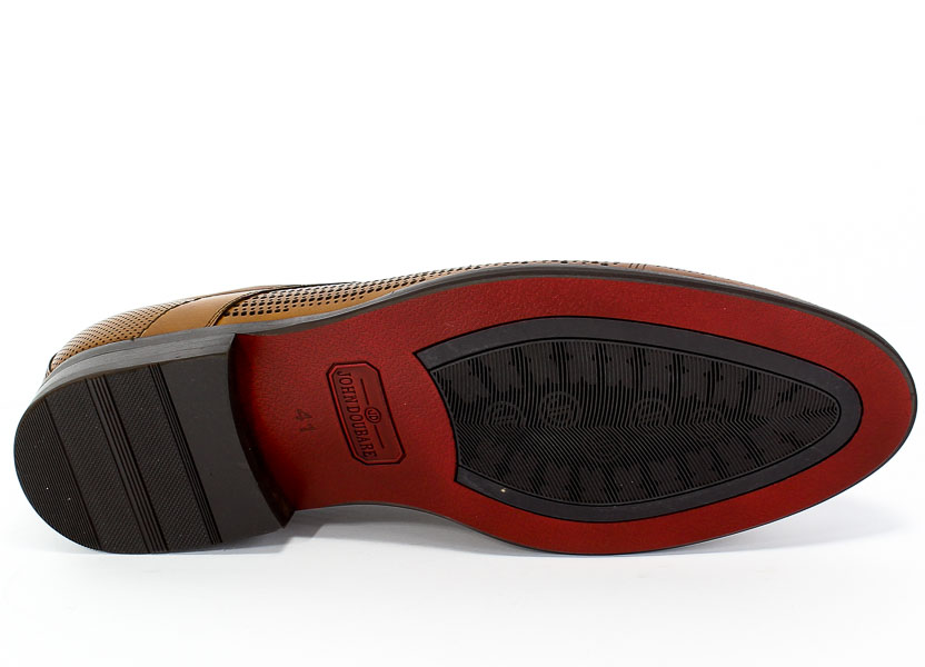 Półbuty Letnie Brooman John Doubare YGD-Z320-318-2 Tan Brąz Skóra