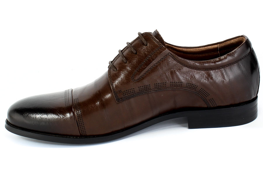 Półbuty Brooman John Doubare Y66701-433 Coffee Brąz Skóra