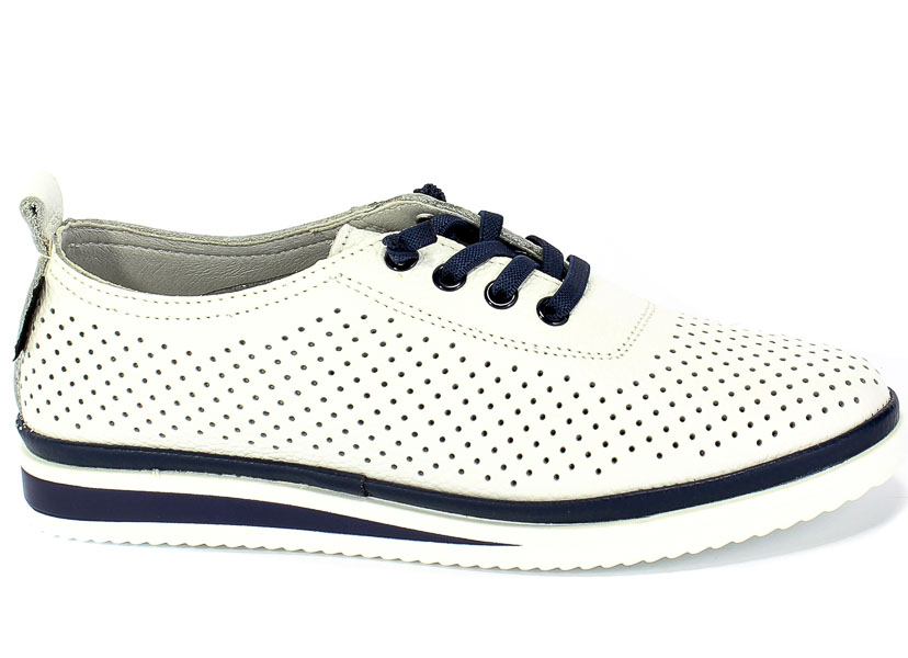 Półbuty Letnie Sokolski GS W20-16 Wht/Navy Biały Skóra