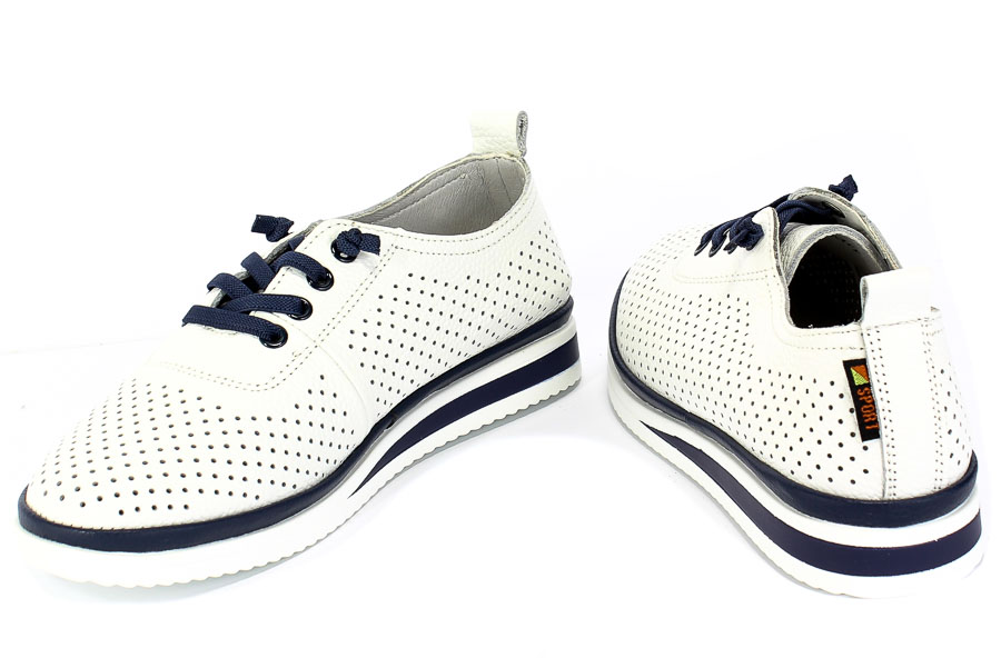 Półbuty Letnie Sokolski GS W20-16 Wht/Navy Biały Skóra