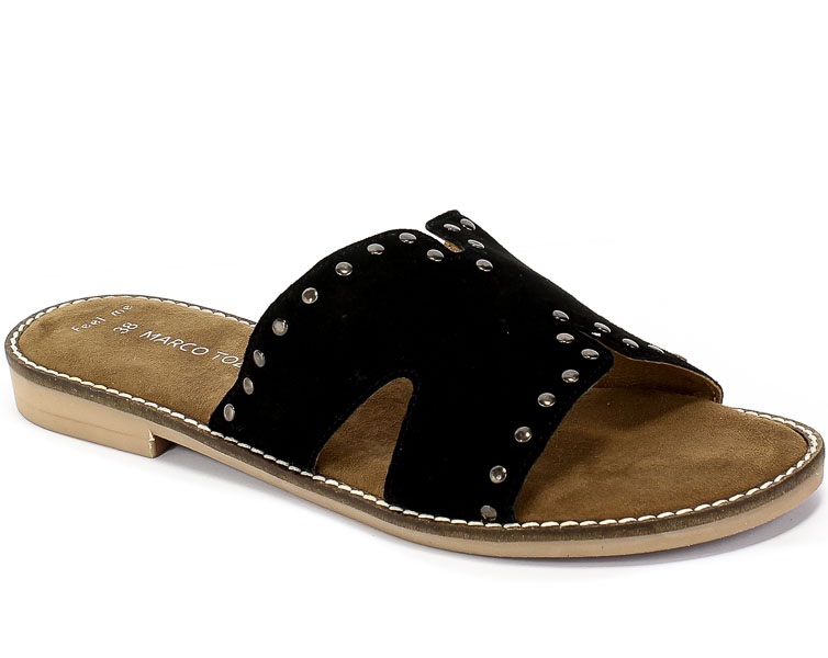 Klapki Marco Tozzi 2-27110-24 001 Black Czarny Skóra