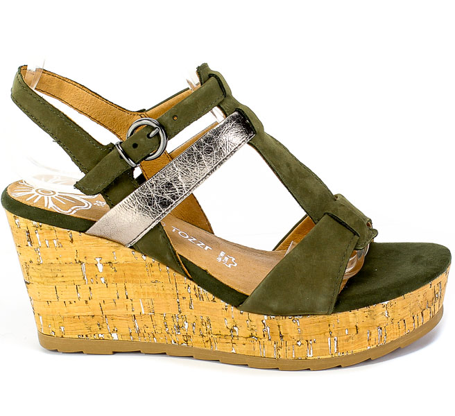Sandały Marco Tozzi 2-28399-24 726 Khaki Comb Zielony Skóra