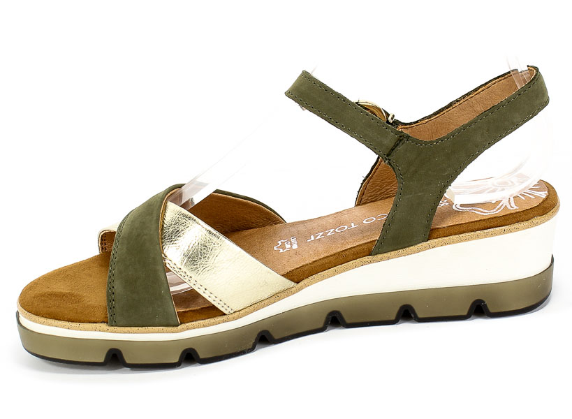 Sandały Marco Tozzi 2-28779-24 726 Khaki Comb Zielony Skóra