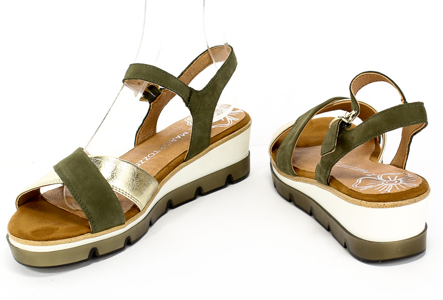Sandały Marco Tozzi 2-28779-24 726 Khaki Comb Zielony Skóra