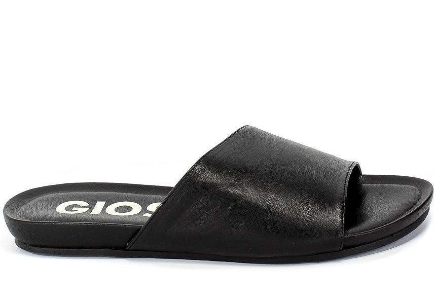 Klapki GiosEppo 58366 Black Czarny Skóra