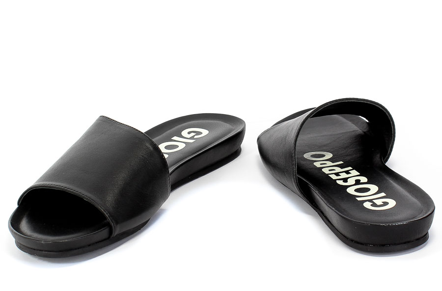 Klapki GiosEppo 58366 Black Czarny Skóra
