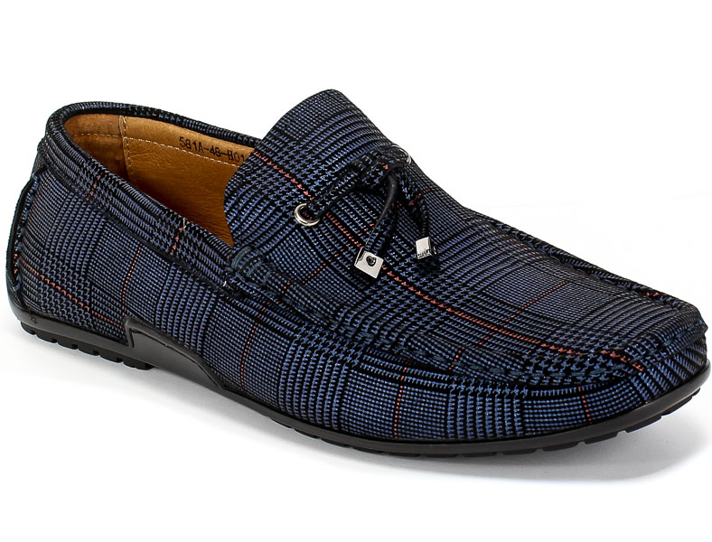 Mokasyny Brooman John Doubare 581A-48-H01 Blue Granatowy Skóra