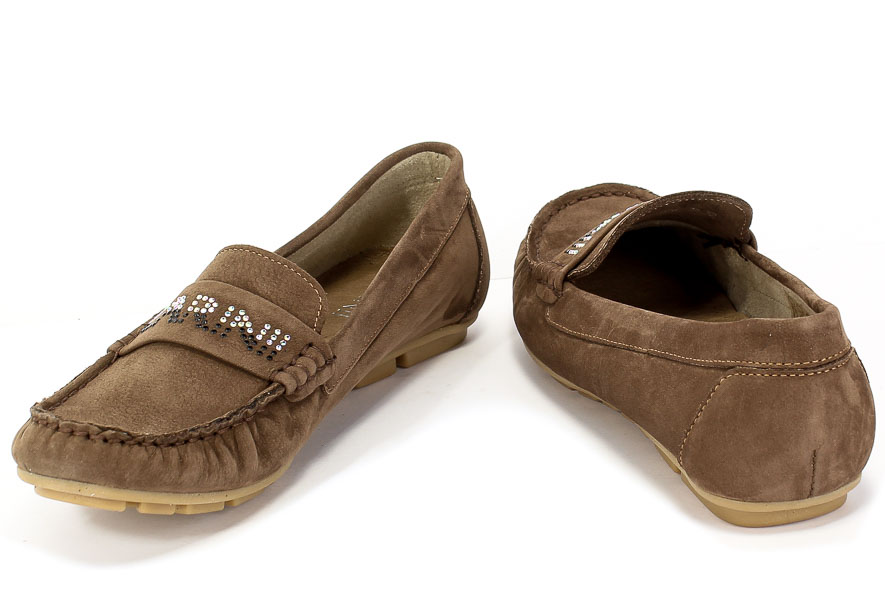 Mokasyny Carinii B5326-O40-000-000-C85 Beż Cappucino Skóra