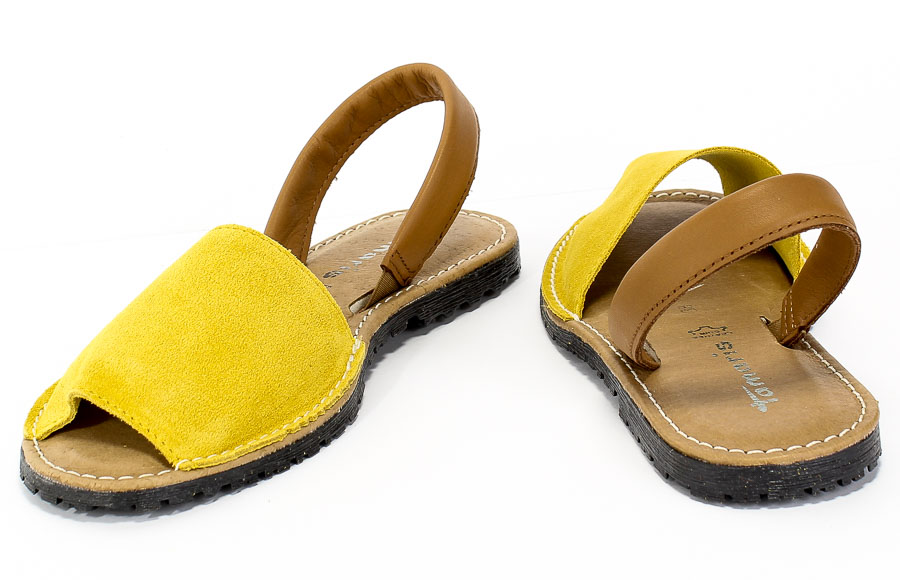 Sandały Tamaris 1-28916-24 647 Sun Suede Comb Żółty Skóra