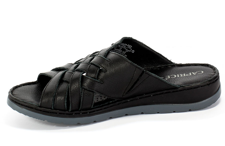 Klapki Caprice 9-27150-24 022 Black Nappa Czarny Skóra