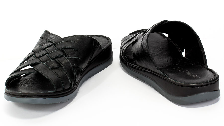 Klapki Caprice 9-27150-24 022 Black Nappa Czarny Skóra