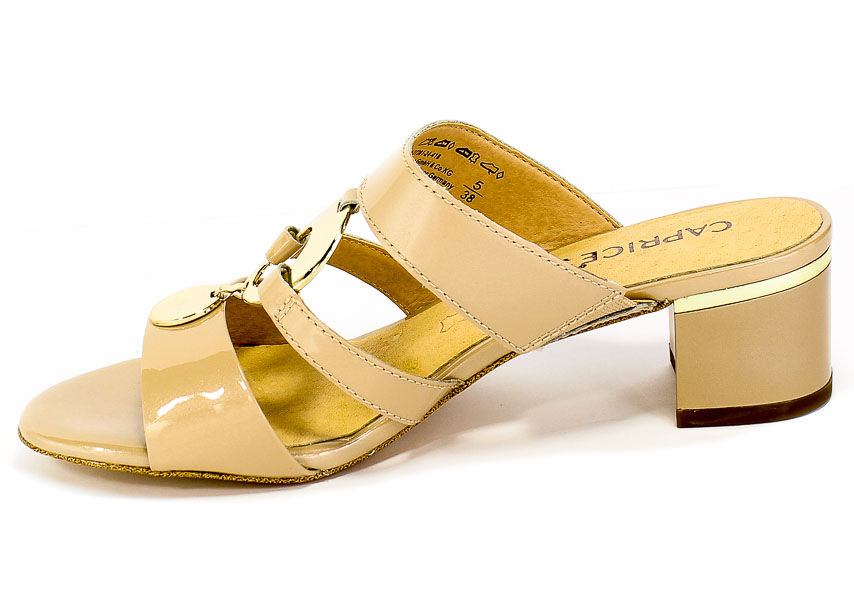 Klapki Caprice 9-27201-24 418 Beige Patent Beż