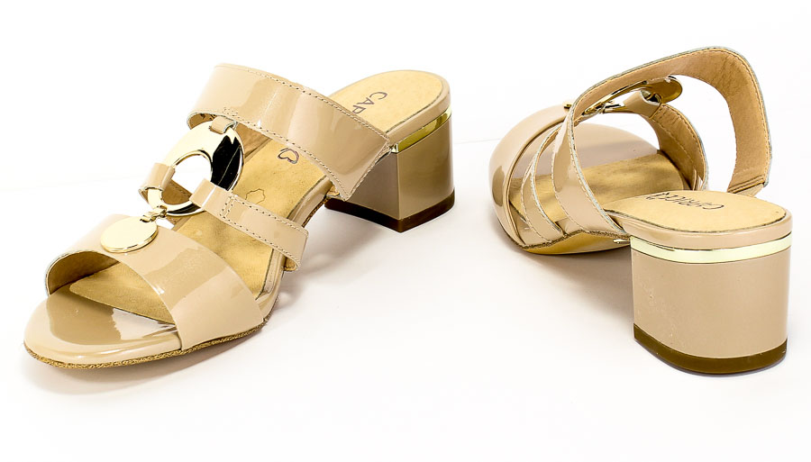 Klapki Caprice 9-27201-24 418 Beige Patent Beż