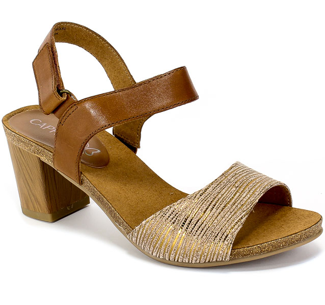 Sandały Caprice 9-28318-24 313 Cognac Comb Brązowy Skóra