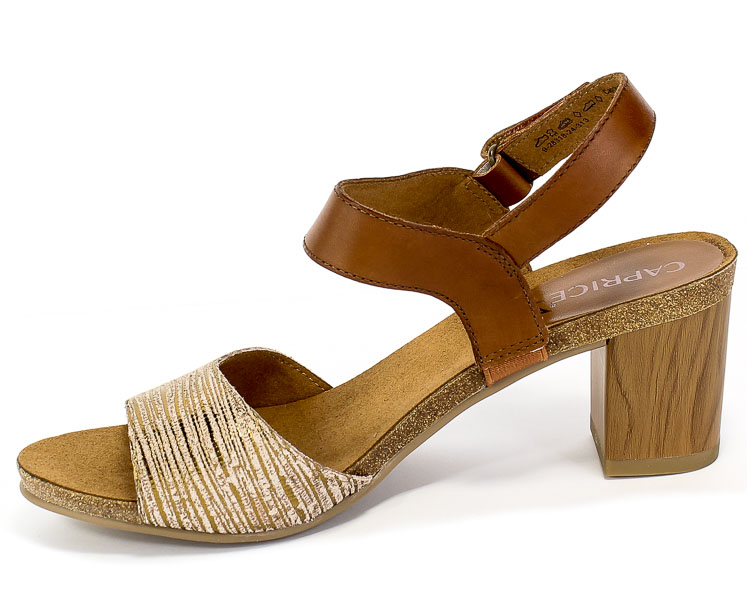 Sandały Caprice 9-28318-24 313 Cognac Comb Brązowy Skóra