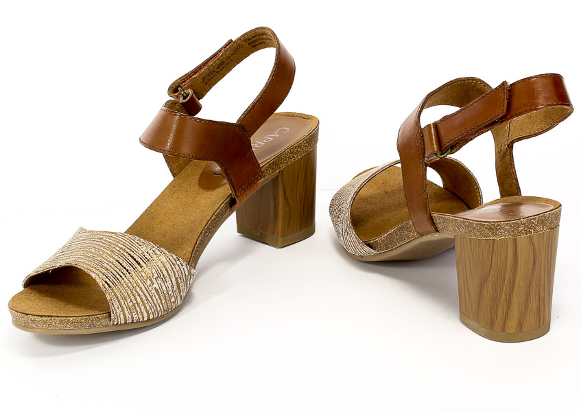 Sandały Caprice 9-28318-24 313 Cognac Comb Brązowy Skóra