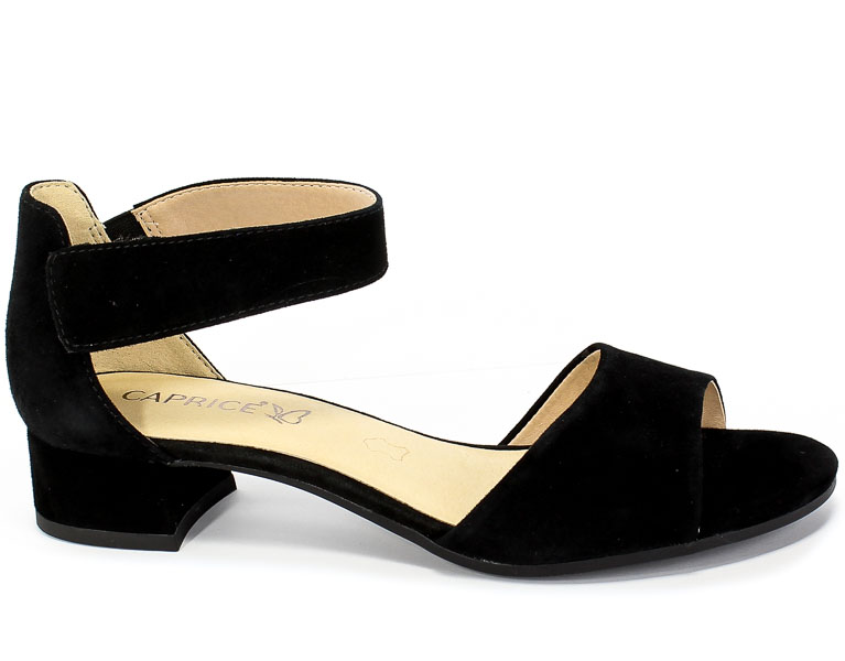Sandały Caprice 9-28212-24 004 Black Suede Czarny Skóra