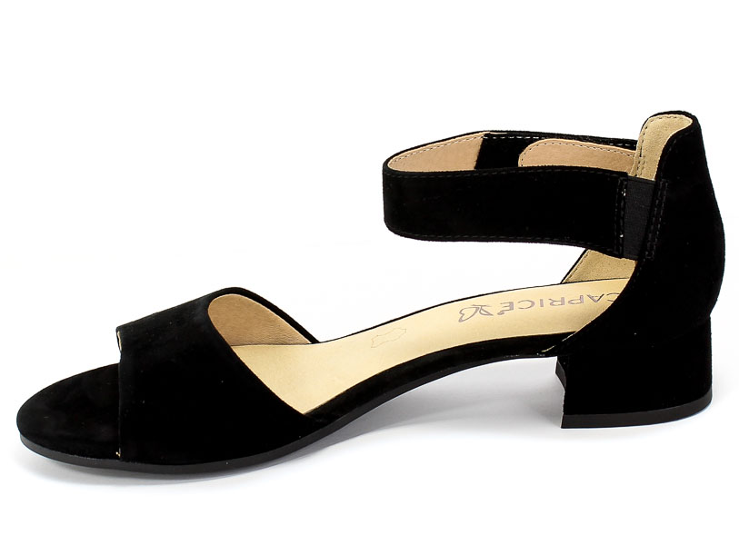 Sandały Caprice 9-28212-24 004 Black Suede Czarny Skóra
