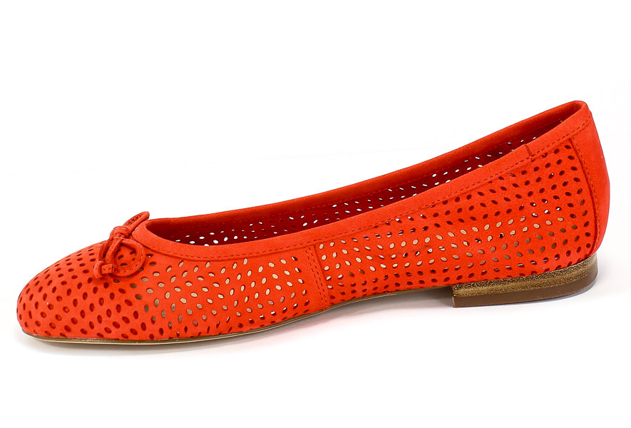 Baleriny Letnie Caprice 9-22101-24 Coral Nubuc Czerwony Skóra