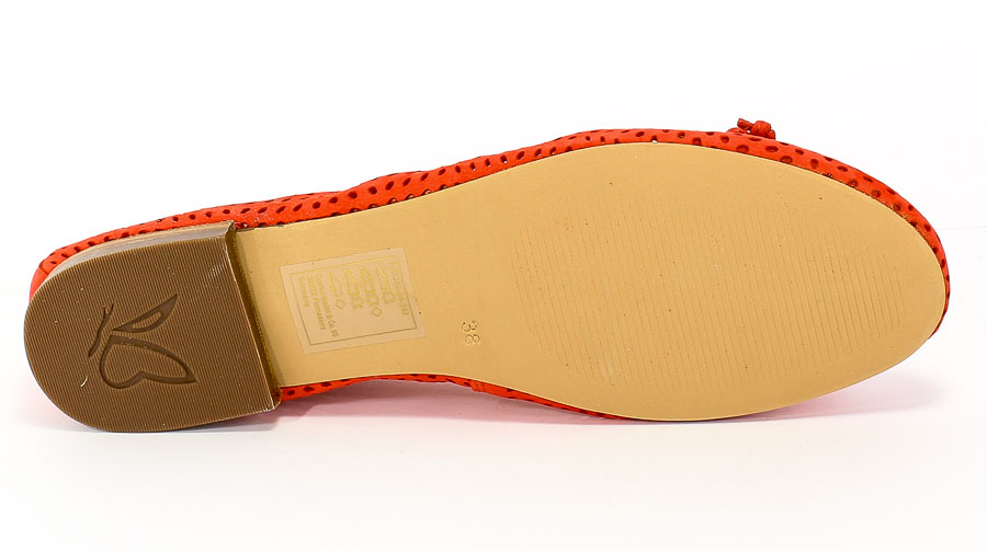 Baleriny Letnie Caprice 9-22101-24 Coral Nubuc Czerwony Skóra