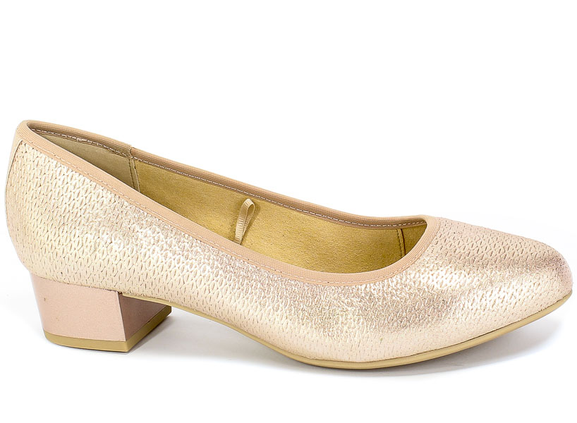 Czółenka Caprice 9-22300-24 510 Rose Metallic Róż Skóra