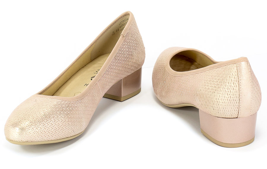 Czółenka Caprice 9-22300-24 510 Rose Metallic Róż Skóra